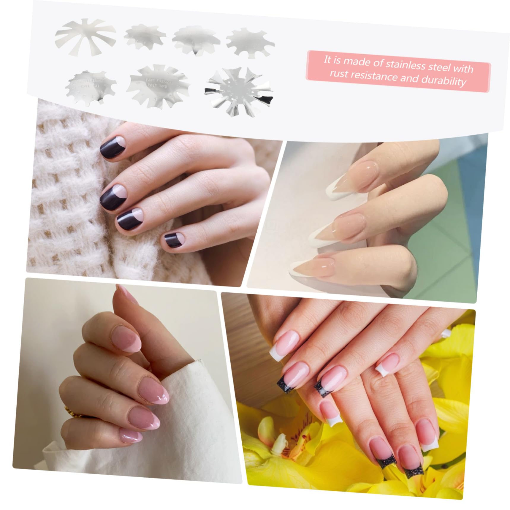 Healeved 21piezas Plantillas De Manicura De Inoxidable Para Diseño De Uñas Herramienta De Corte Para Arte De Uñas Plantillas Francesas y Estilo