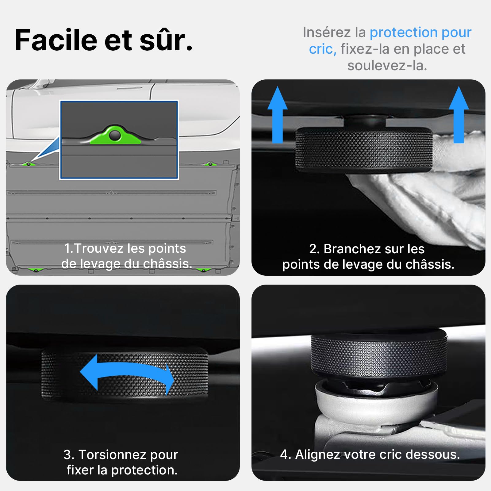 Lot de 4 Plots de Levage pour Tesla Model S 3 X Y (2016-2025 et 2026 Highland/Juniper) Tampons en Caoutchouc pour Cric avec Boîte de Rangement