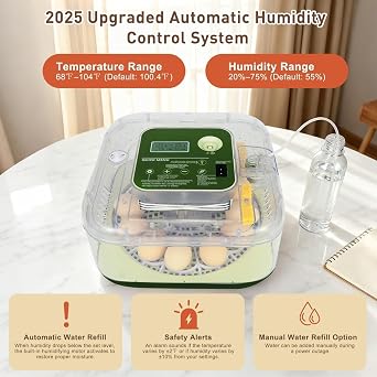 Gen IV 12 Egg Fully Automatic Incubator, 2026 Upgraded Design, Intelligent Sensor-Based Humidity & Temp Control, Custom Hatch Days, Adjustable Auto Turnn with Auto-Stop, 360 View, Alarm, Candler