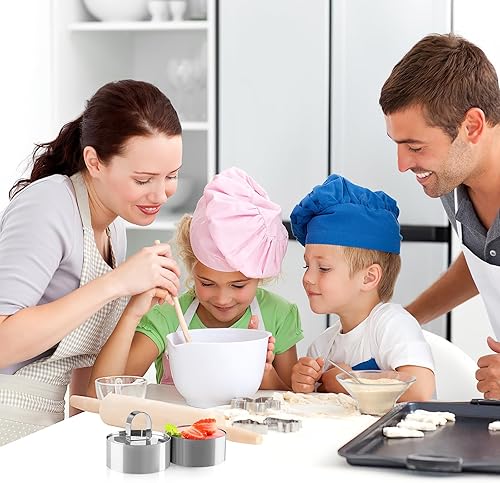 Miniatura 9 de Molde de anillo de pastel de 3 pulgadas para hornear de acero inoxidable, juego de 8 moldes redondos para mousse de postre con empujadores, anillos