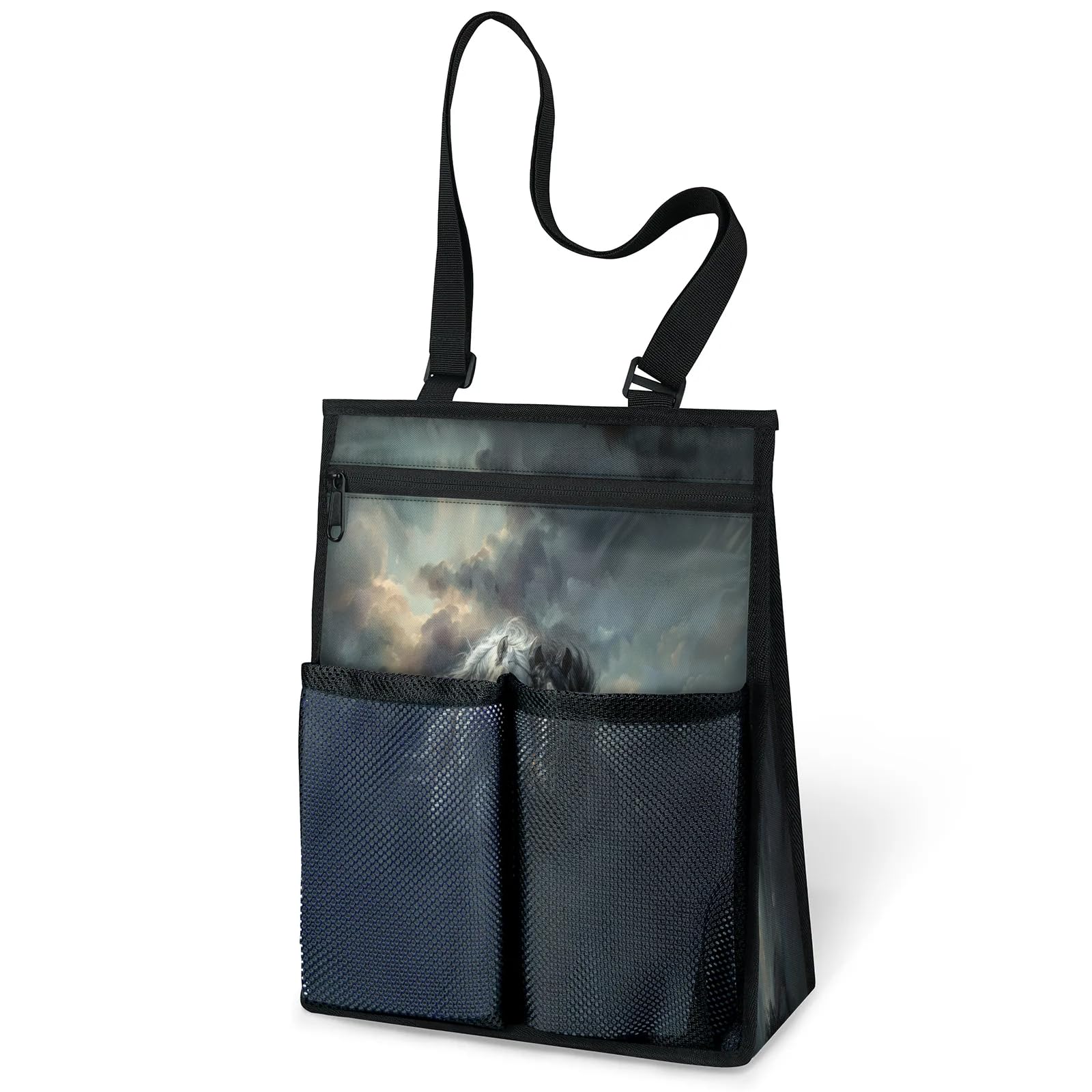 Ourtheme Horses Animal Portable Shower Bag for Travel Gym Camp Beach Tote Shower Caddy Bags Hanging Toiletry Organizer