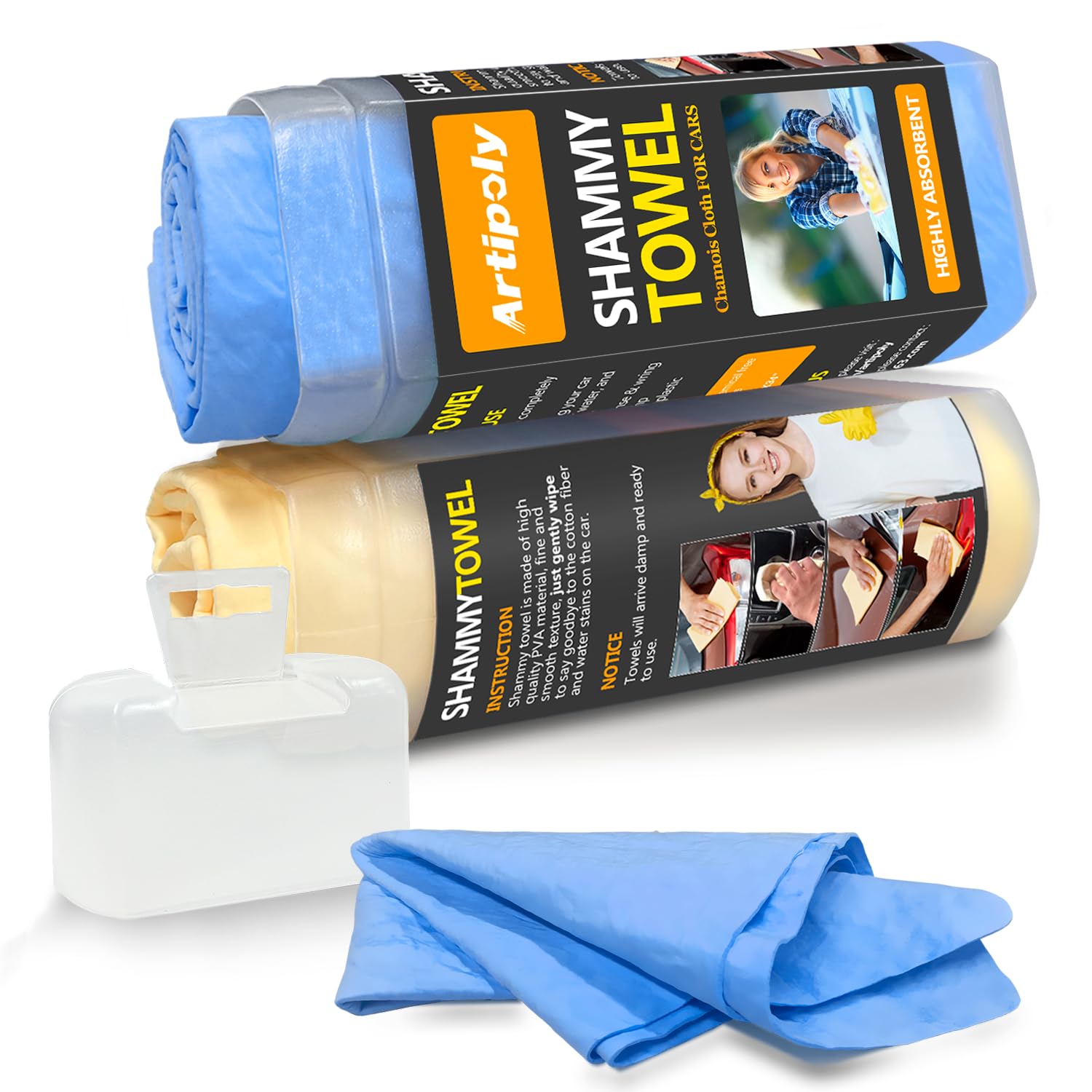 ARTIPOLY Premium Extra Large Shammy Cloth for Car Drying 2pk (34”x25”)-Super Absorbent XL Chamois Towel for Car-Reusable Shammy Towel for Car, Bathroom,Pets, Dust Remove, No Spots/Streak/Scratch