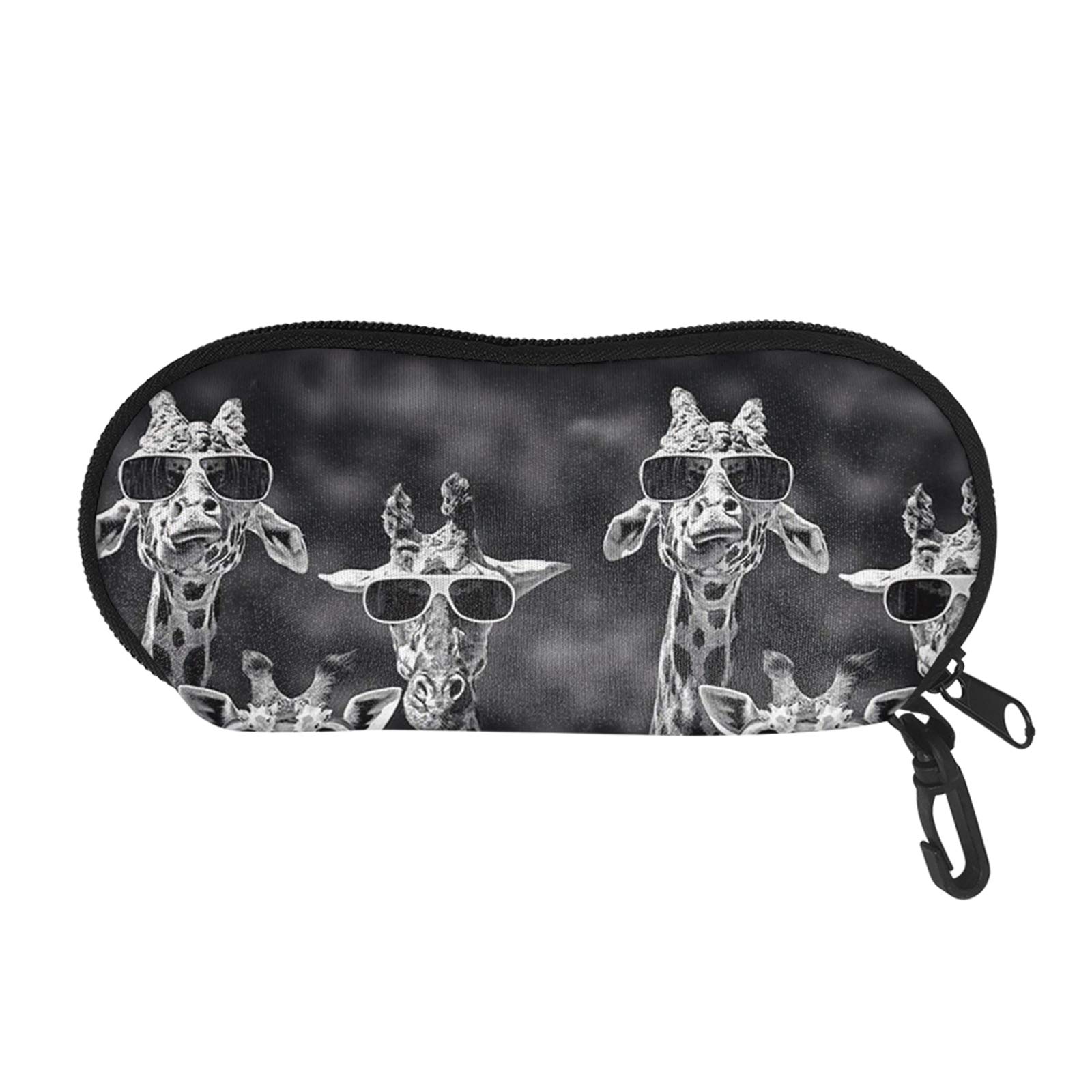 SEANATIVE Grey Giraffe Print Eyeglass Bag Case with Belt Clip Durable Portable Hard Shell Sunglasses Pouch for Women Men