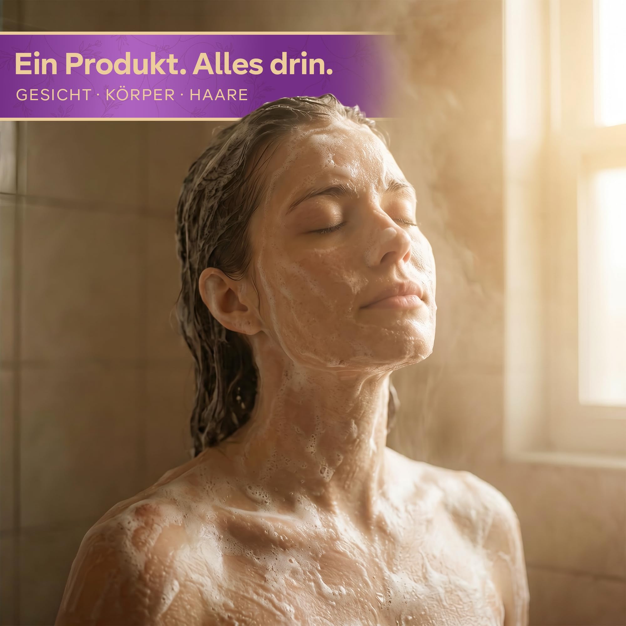 larum sports feste Duschseife Frauen 3 in 1, Lavendel, 10x 85 g | Festes Shampoo, Seife Stück, 3 in 1 Haare Körper Gesicht, Naturseife, vegane Körperseife, festes Duschgel