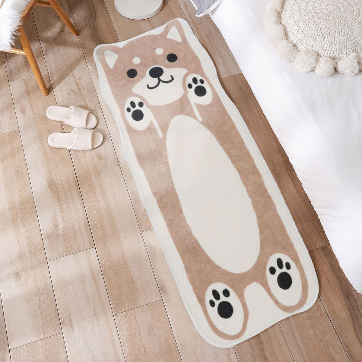 Cute Soft Animal Shaped Area Rug Bathroom Kitchen Floor Absorbent Non-Slip Doormat Children Play Room Floor Mat Cute Bedroom Mat, 19in*47in (Corgi, 23in*70in)