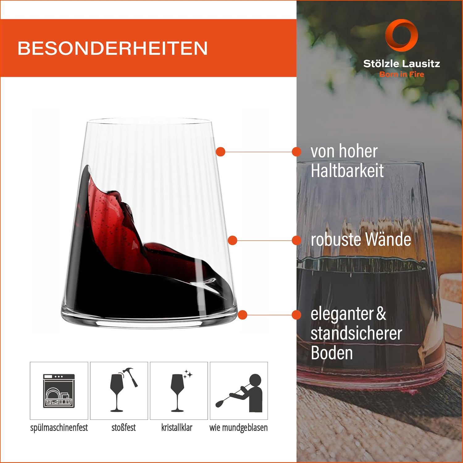 Symphony Red Wine Glass Set of 6 by Stlzle Lausitz