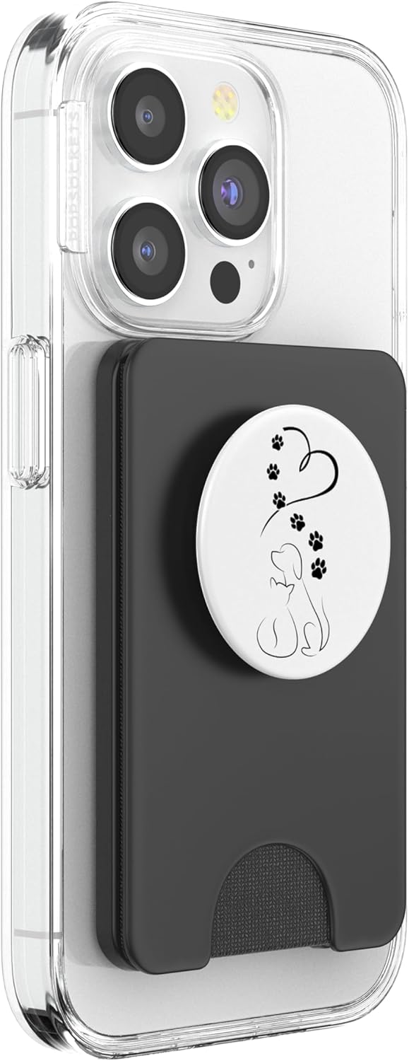 Dog Cat Paws with Heart PopSockets PopWallet for MagSafe