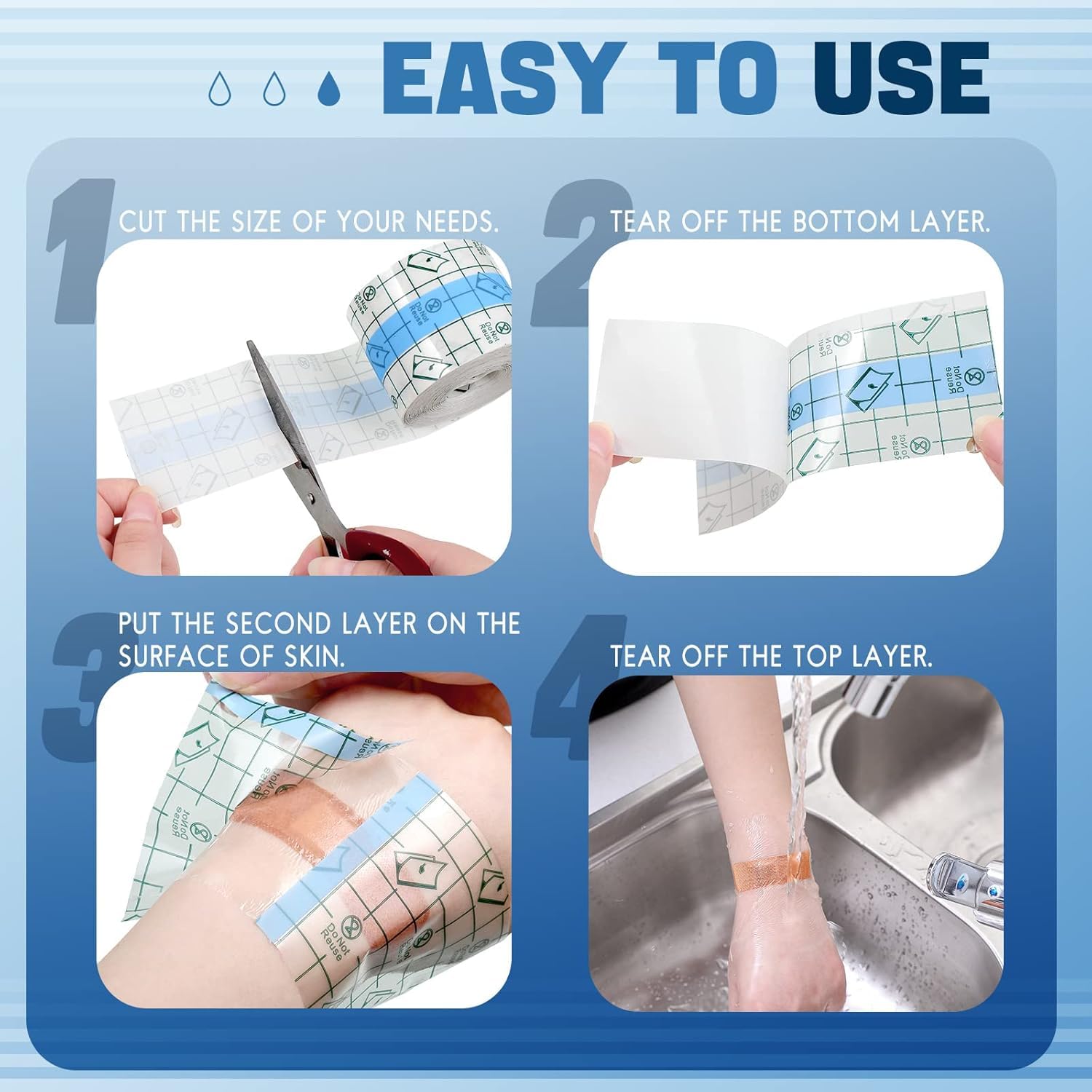 Gadget Deals- waterproof bandage | tape | waterproof bandage for stitches | surgical tapewaterproof | transparent tape for Shower Tattoos(5cm*5m) — Amazon image 2