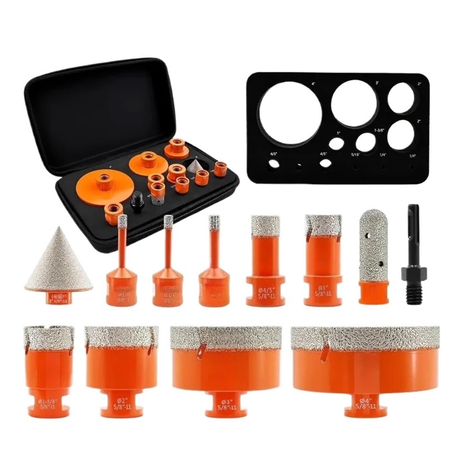 Kit Di Seghe A Tazza Diamantate, Punte Da Trapano For Muratura, Filettatura 5/8-11, 12 Punte Da Trapano Da 6/6/8/20/25/35/50/75/100 Mm + Punta For Fresatura Da 20 Mm