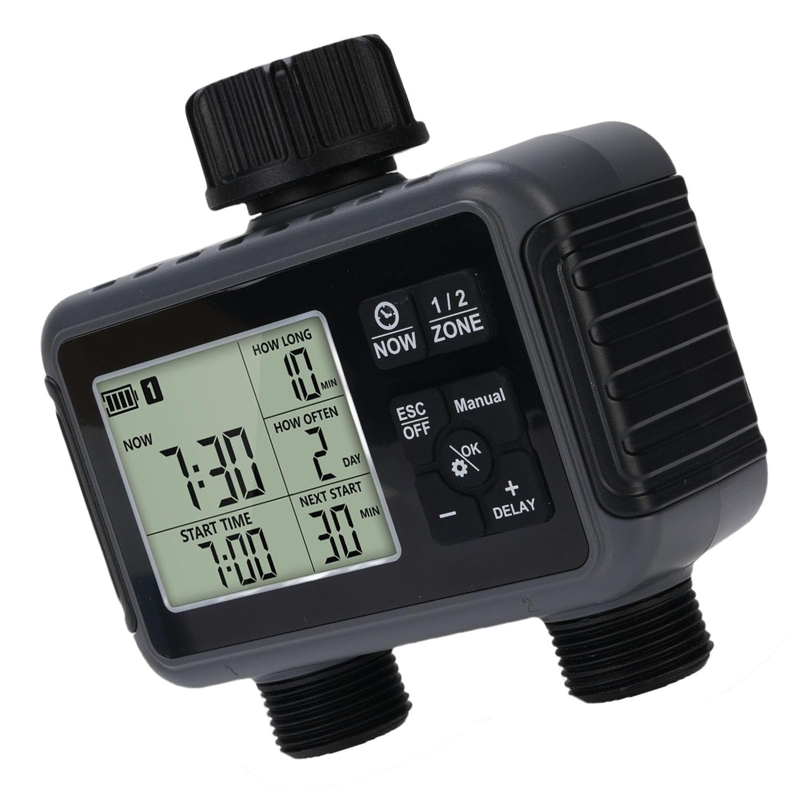 Smart Watering Timer 3 Watering Modes 2 Zone Sprinkler Timer Double Outlets Irrigation Water Valve Controller for Yard Garden