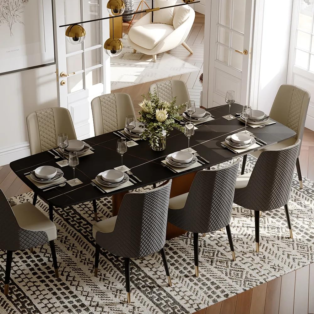 POVISON Modern 94-inch Rectangle Dining Table Set with 8 Chairs