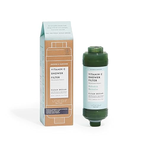 VOESH Filtro de ducha de vitamina C, aromaterapia de ducha, purificador de agua, suavizante de agua, probióticos veganos, cabezal de ducha de spa,