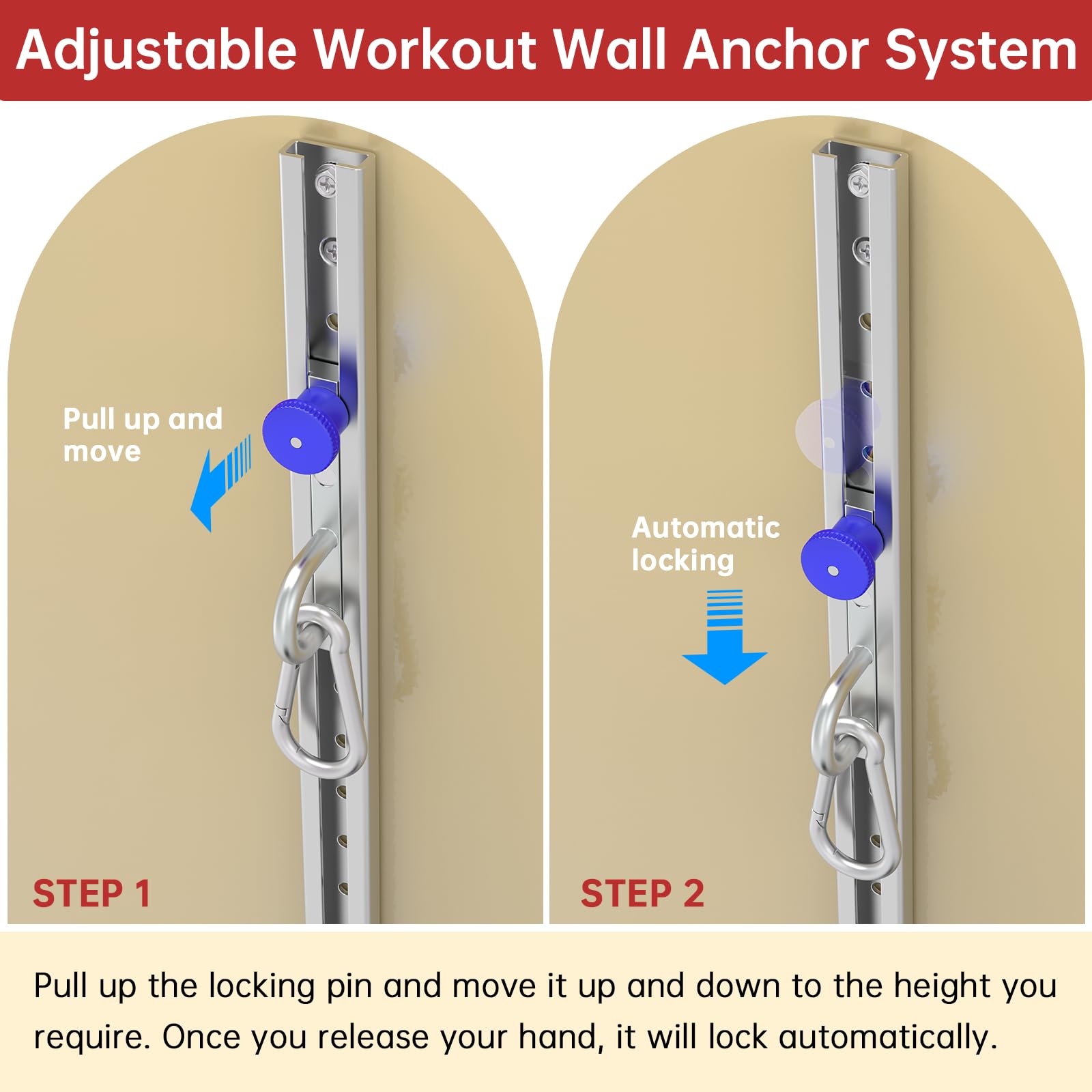 Bandas de resistencia, anclaje de pared, equipo de ejercicio, base de plataforma (longitud 40 pulgadas), ancla ajustable para montar en la pared, sistema de fitness multiusos para entrenamiento