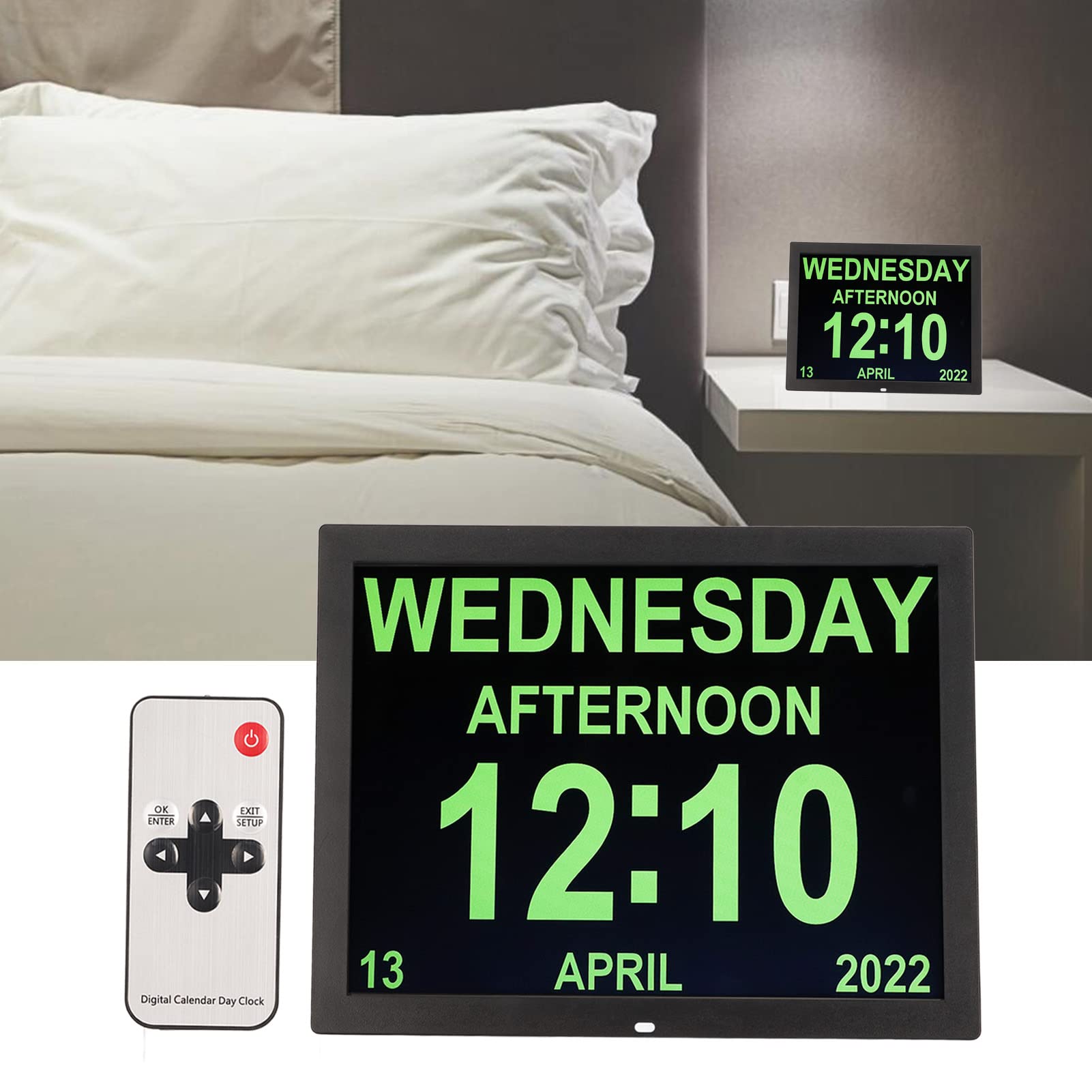 15-Zoll-Digitaluhr, Große Digitaluhr, Großes Display mit Benutzerdefinierten Alarmen und Kalendererinnerungen, Uhren für Senioren, für Alzheimer und Demenz