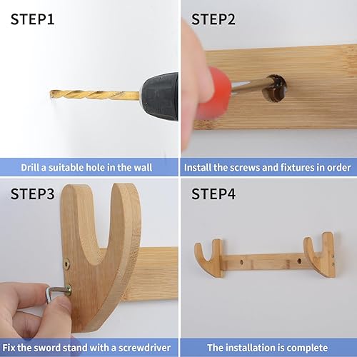 Miniatura 4 de Samurai - Soporte de pared para espada samurái, soporte de pared para espada, soporte de pared de espada samurái, montaje en pared de espada de 2