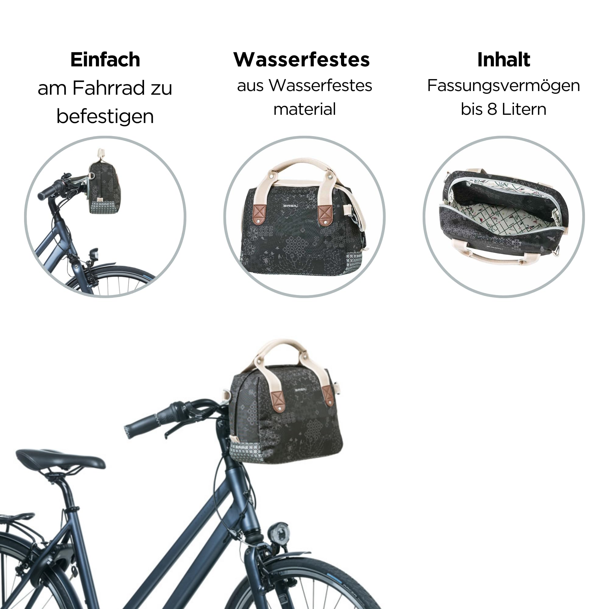 704341 - torba na kierownicę rowerową z zamkiem błyskawicznym Boheme City Bag