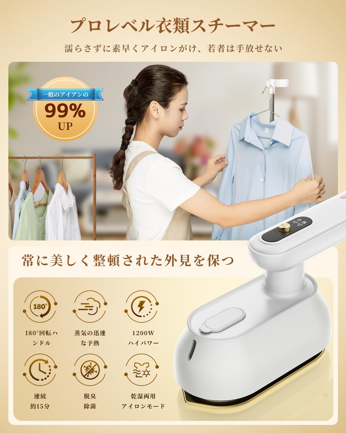 Amazon.co.jp: GERGO 【2023 新型折り畳み式】スチームアイロン 