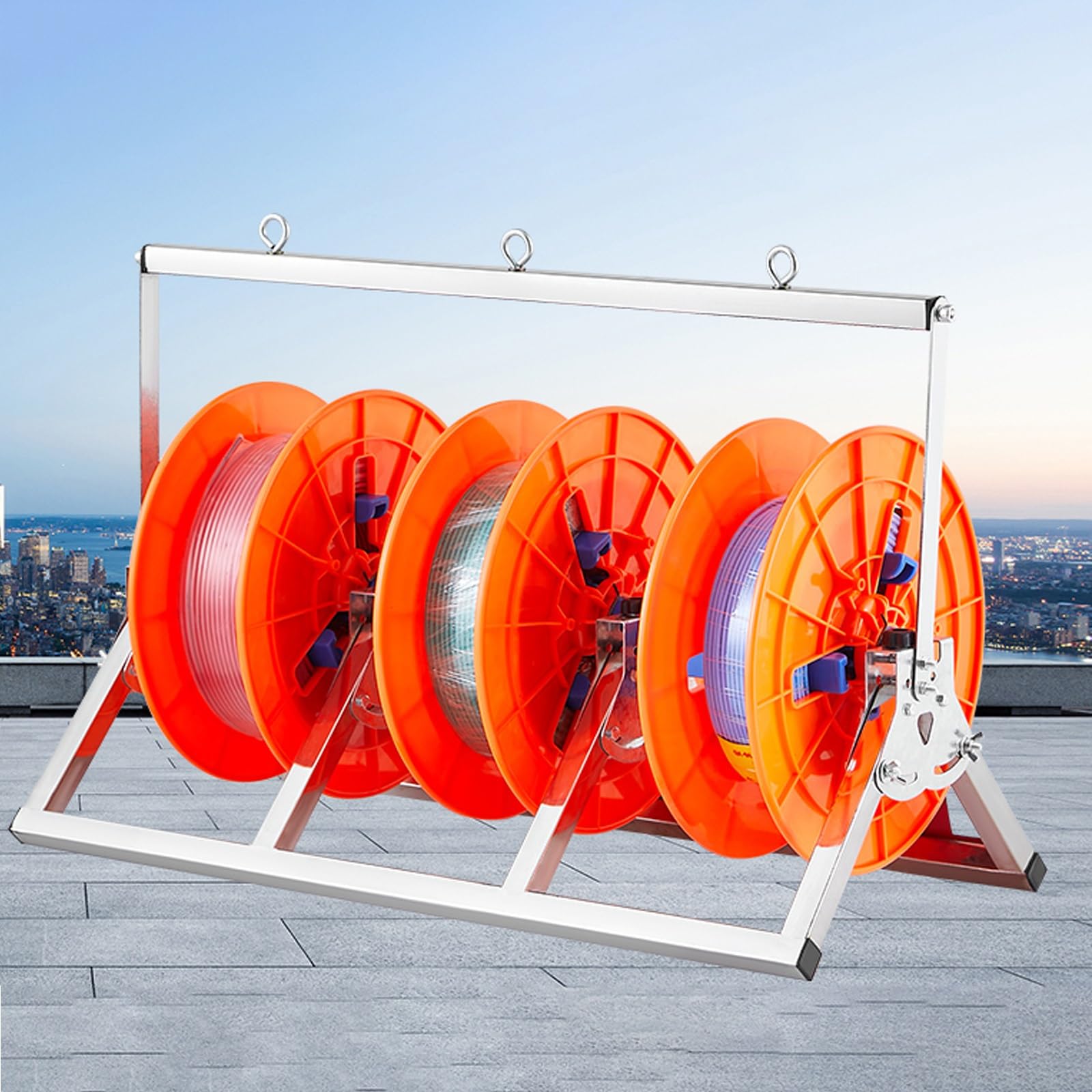WDSOPK Wire Spool Dispenser, Adjustable Cable and Rope Organizer with Independent Bearing for Efficient Storage in Industrial Spaces (Orange)