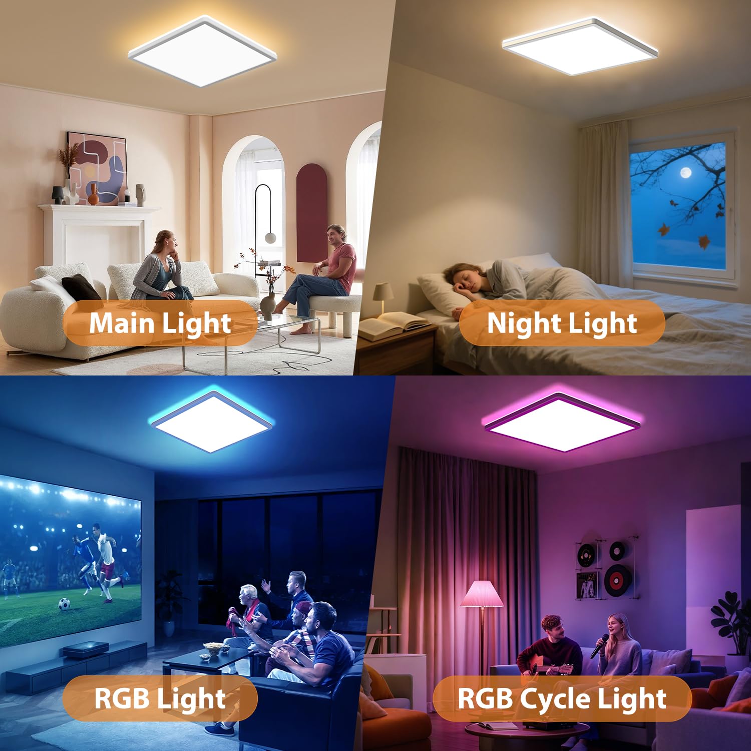 slochi 3200LM LED Deckenleuchte Dimmbar mit Fernbedienung, 30CM 25W RGB Farbwechsel Deckenlampe Led, 3000K-6500K Badezimmer Lampe für Bad Kinderzimmer Schlafzimmer Wohnzimme
