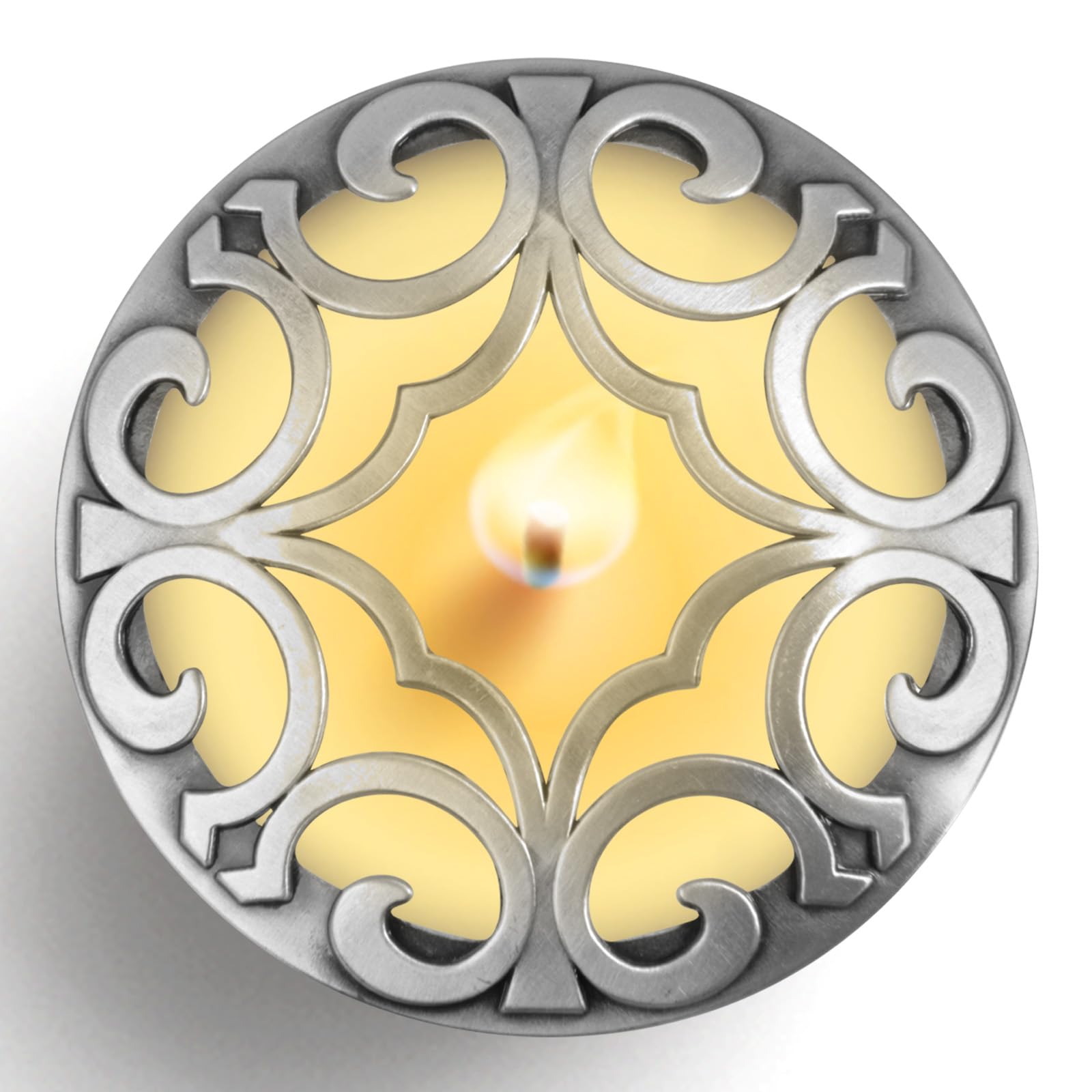 Hion Scented Candle Topper Cover to Burn Evenly, Illuma Lid Candle Jars Accessories Decoration Gifts for Women, Elegant Carved Shades Sleeves Increases Atmosphere Party(Space Silver) — image 1