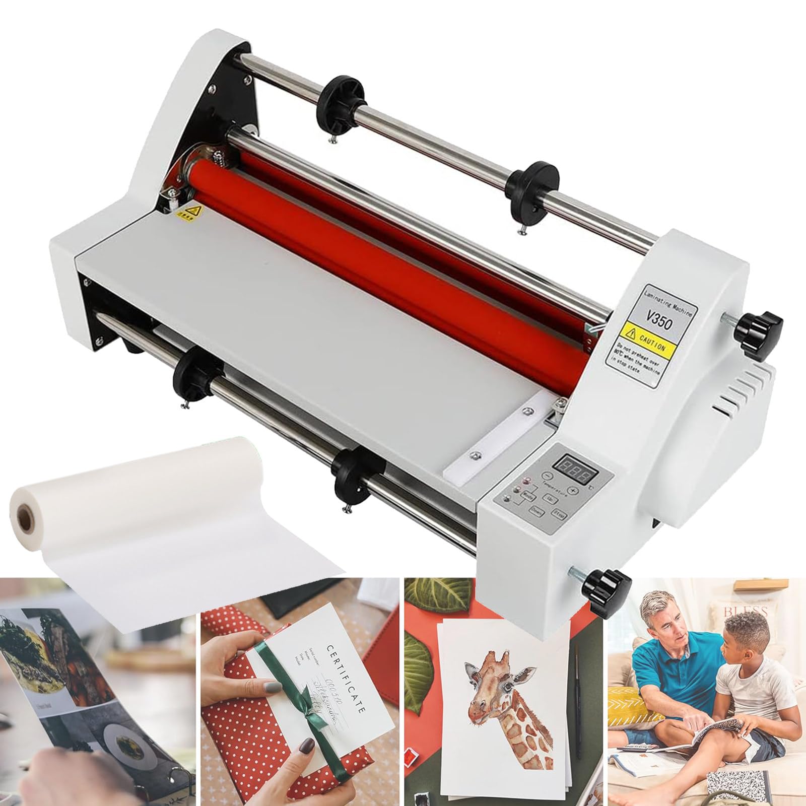 Laminatore, Macchina plastificatrice Termica da 13,7 Pollici con Tecnologia Fast Warm, Macchina plastificatrice Calda e Fredda per Insegnanti, Insegnanti, Ufficio (1 Rotolo di Pellicola)