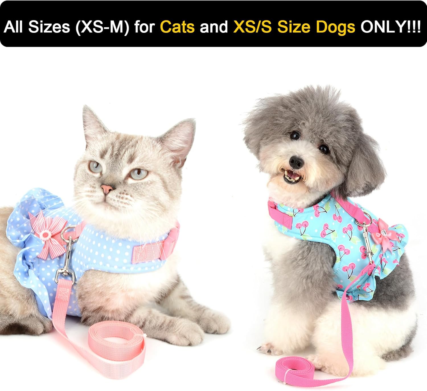Zunea No Pull Small Dog Girl Harnesses Dress Escape Proof Cat Kitten Vest Harness and Leash Set Step-in Soft Puppy Chihuahua Doggie Clothes Outfits for Outdoor Walking (3pcs, XS)