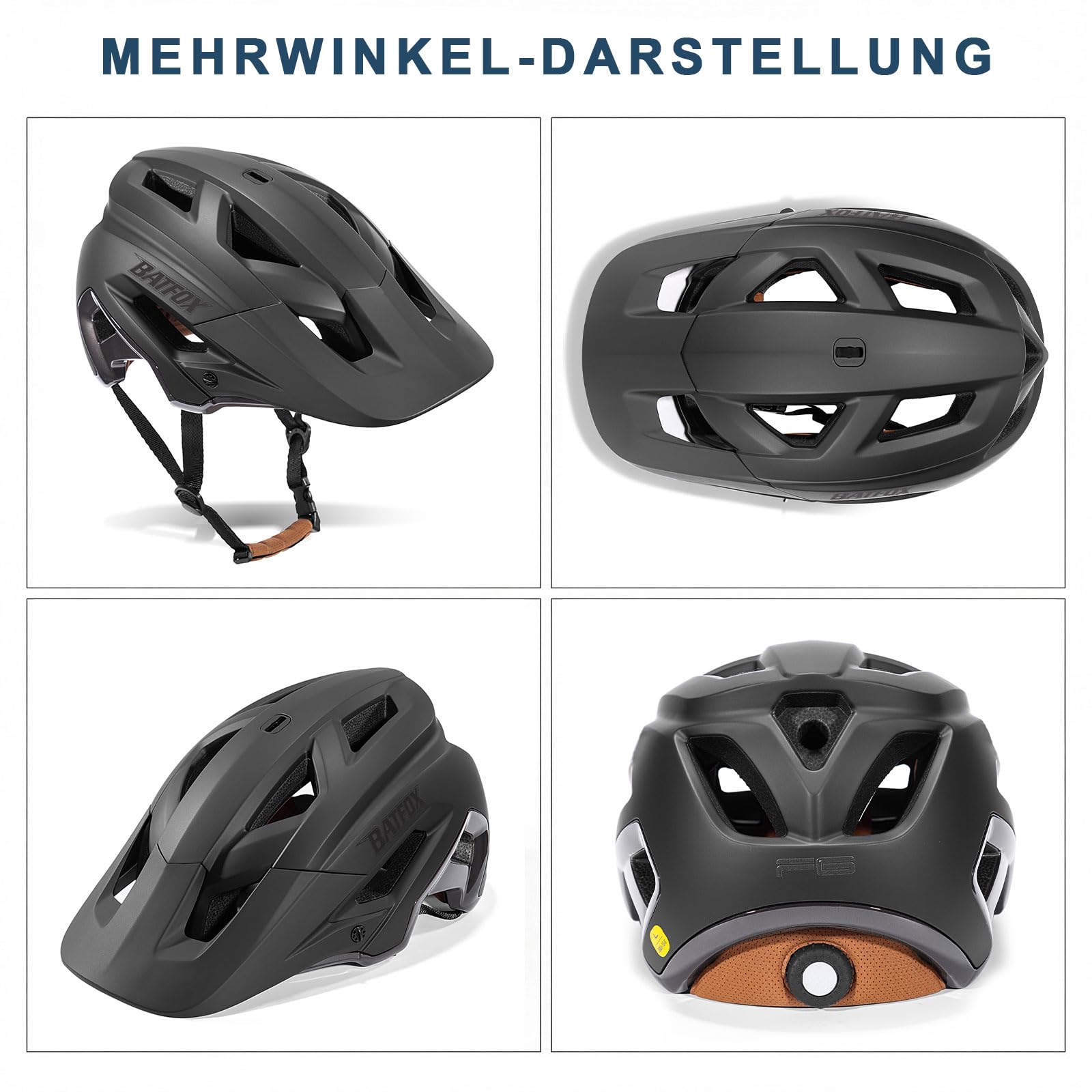 KINGBIKE Mountainbike Fahrradhelm Herren und Damen mit Kamerahalterung, Leichter MTB Helm Fuer Erwachsene, atmungsaktiv, verstellbar 56-60 cm, Fuer Rennrad, City und E-Bike