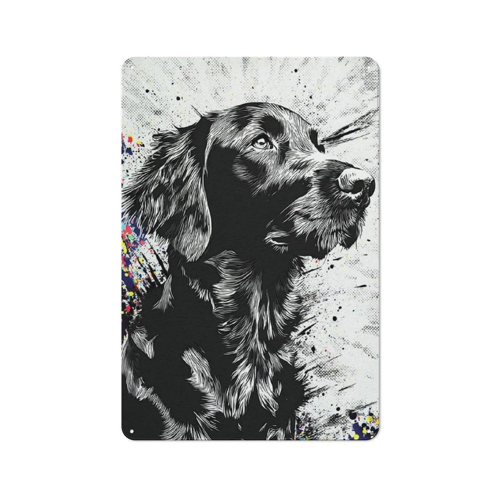 Junmoney Golden Retriever A Digital Art Tribute Office Metal Sign With Design 30X20cm, Classic Study Room Decor For Office, Study, Studio Or Hallway