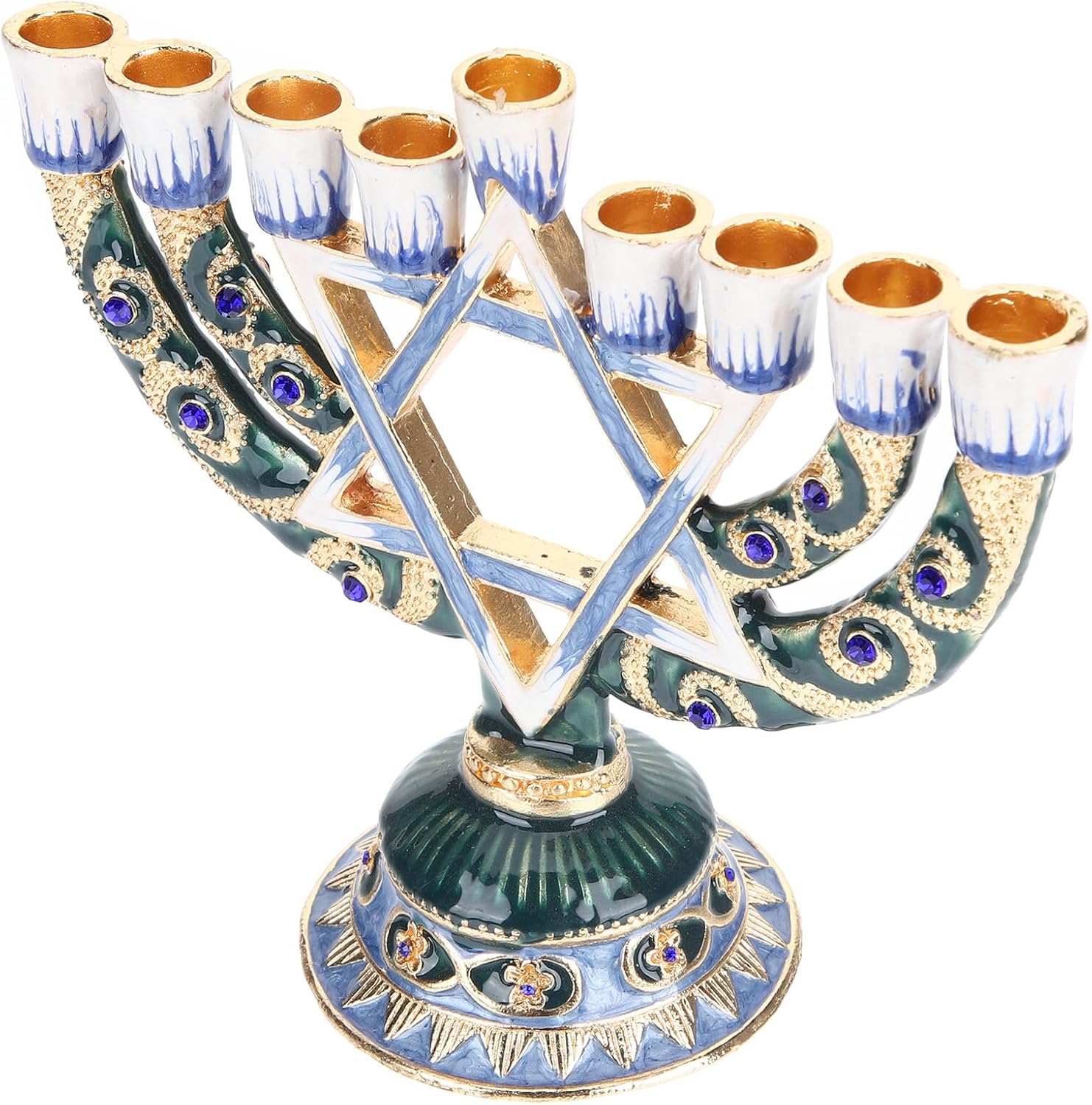 Jewish Candle Holder Menorah Alloy Candlestick for Hanukkah Festival Party Table Centerpiece Decorative Desktop Candlestick Holder for Home and Wedding Decor