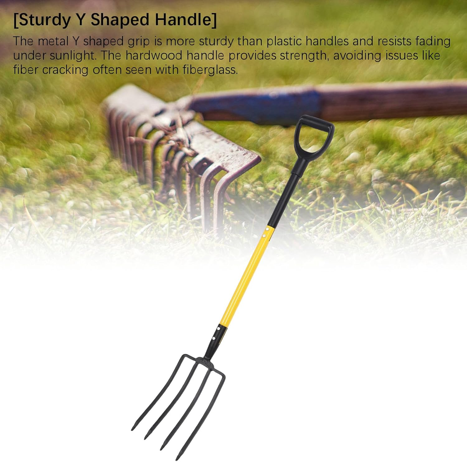 Diydeg Pitch Fork, 4 Tine 46in Pitchforks for Gardening with Handle, Y Grip Pitchfork for Ardwork, Farming, Garden Fork for Gardening Digging Composting Spading Fork Outdoors