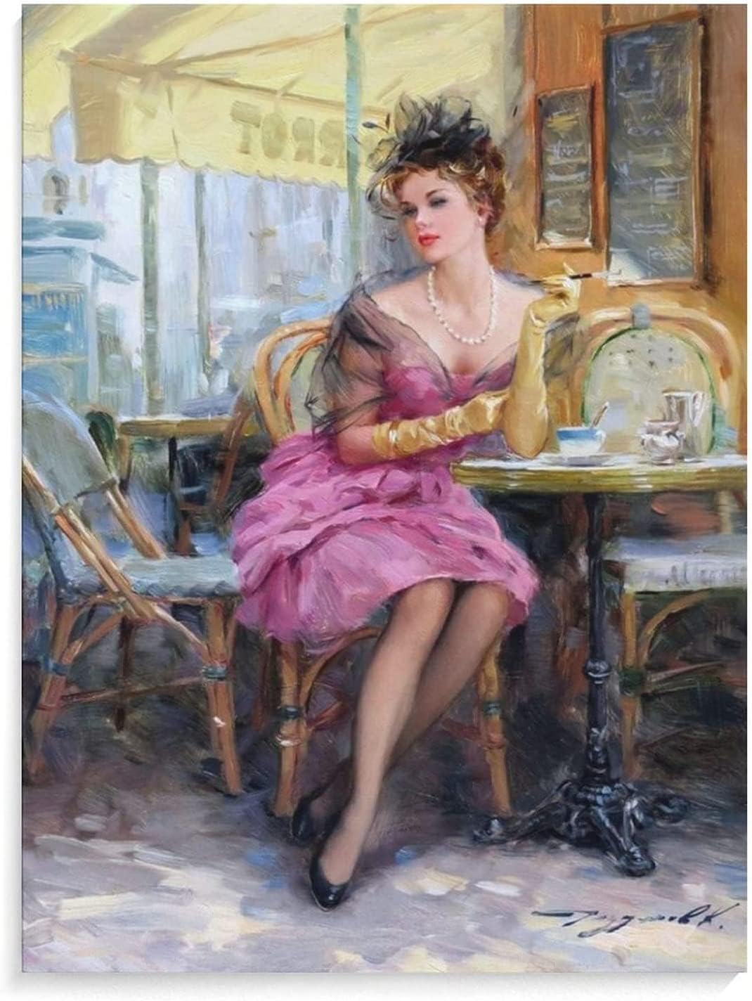 KEYGEM Konstantin Razumov Posters And Prints《Elegant Lady》Wall Art Konstantin Razumov Canvas Painting For Bedroom Wall Decor Picture 40x60cmx1 No Frame