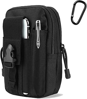 PHILEX Tactical Molle Pouch EDC Utility Gadget Outdoor Men Waist Bag with Phone Belt Clip Holder Holster Black