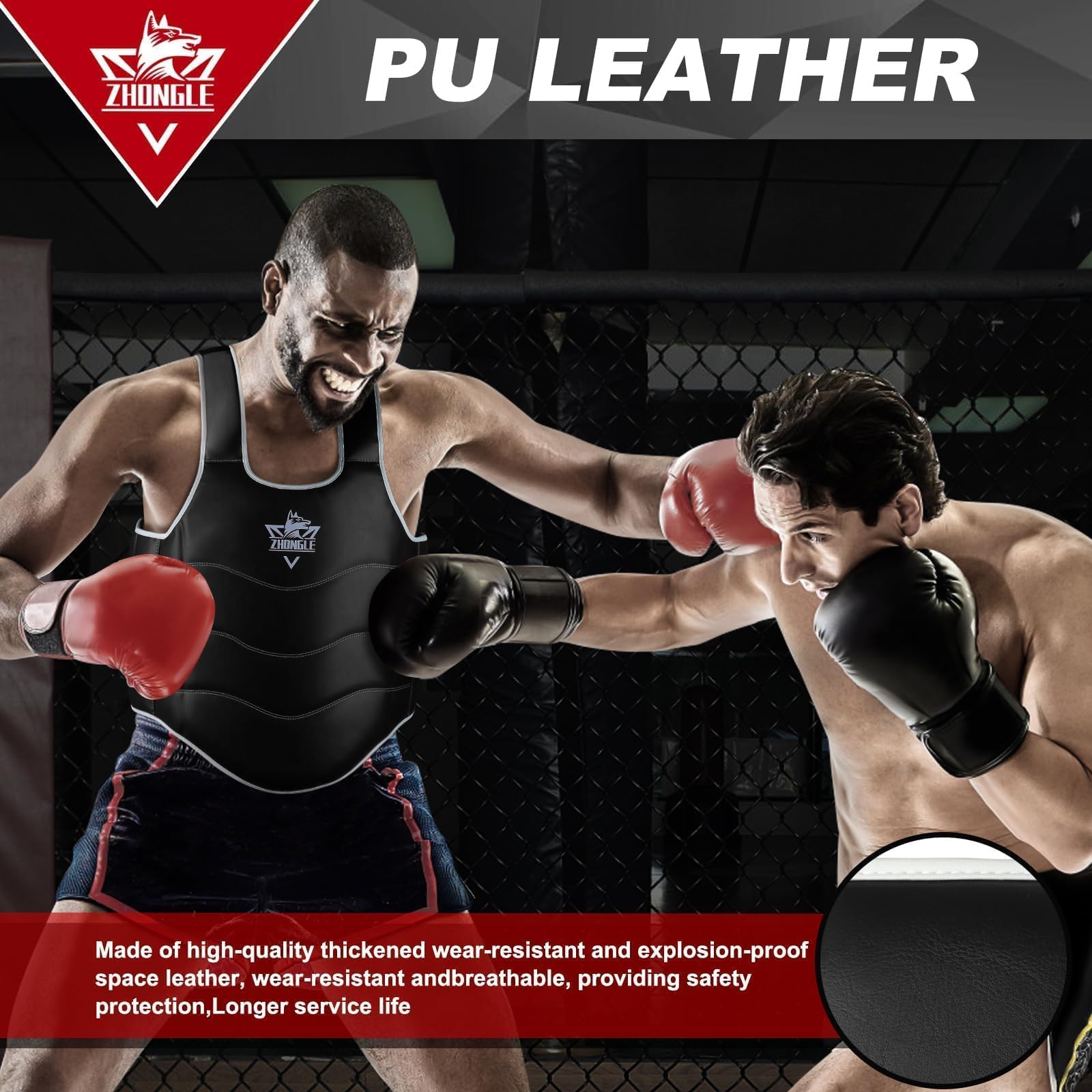 Boxing Chest Protector Adjustable MMA Taekwondo Muay Thai Chest Protector, Boxing Training Heavy Fist, Adjustable Shield, Martial Arts Upper Abdomen Protective Pad, Taekwondo