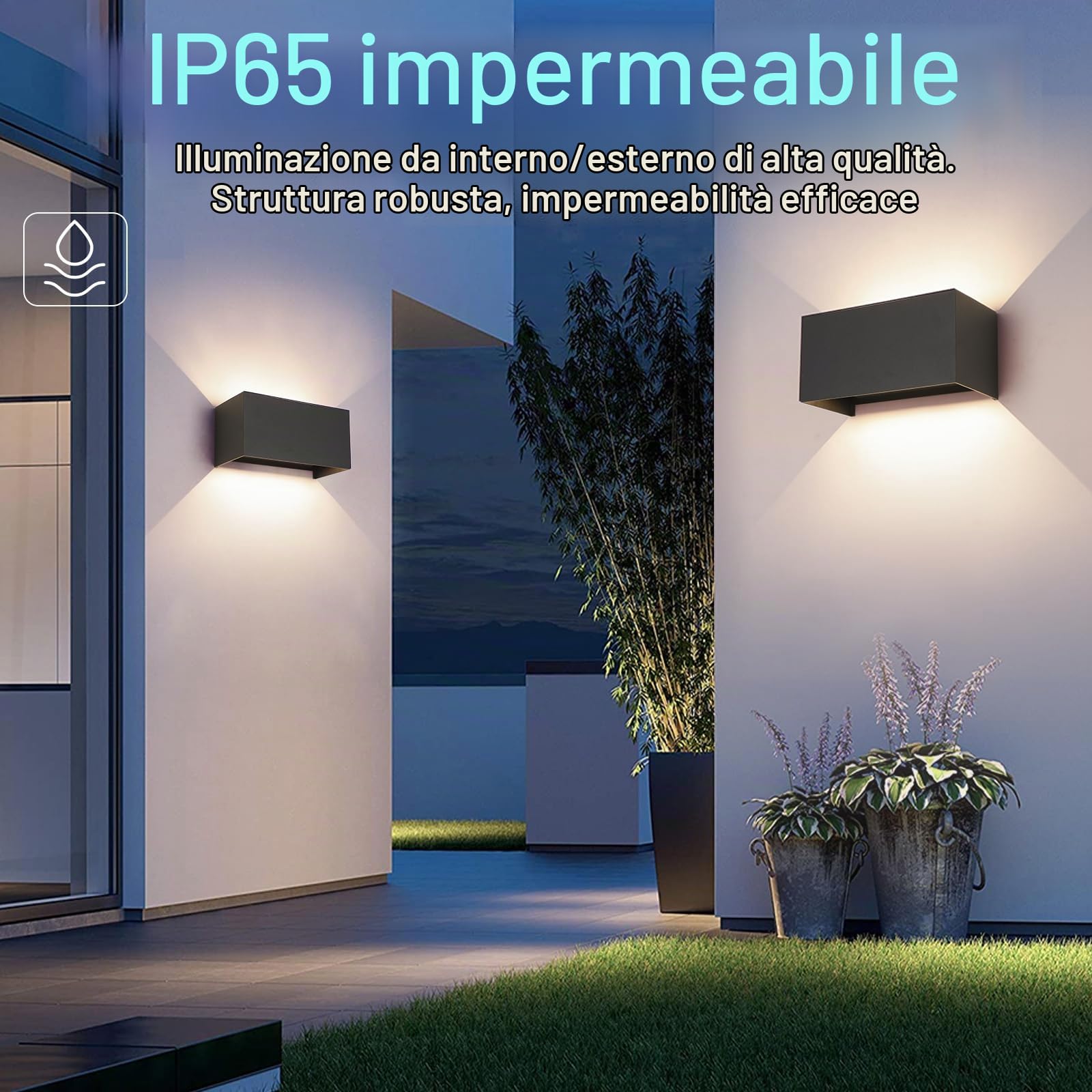 25W LED Applique da Parete Esterno/Interno con Sensore di Movimento e Crepuscolare 4000K Luci Naturale IP65 Impermeabile Moderno Alluminio Lampada da Esterno Angolo di Luce Regolabile Nero