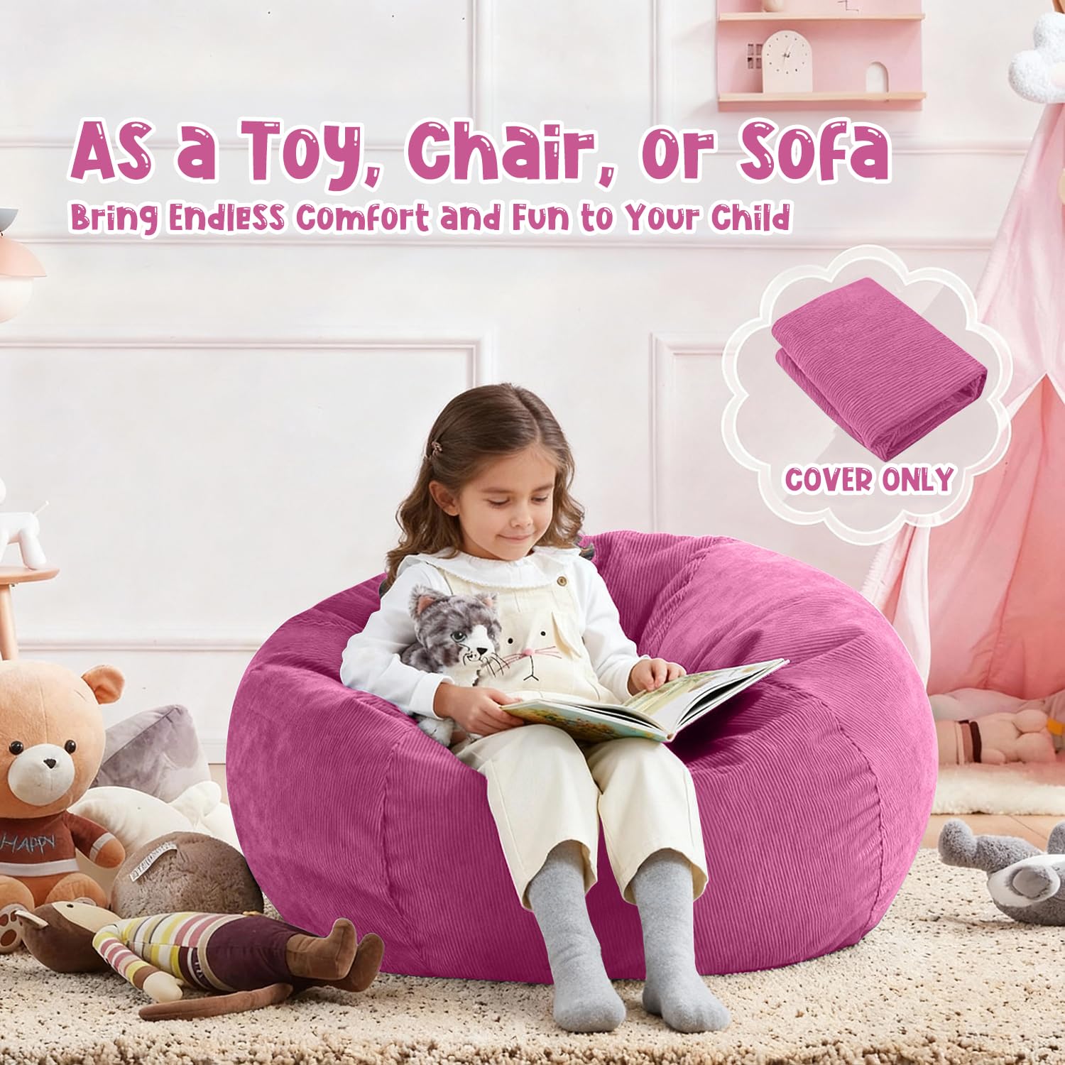 Funda para Silla de puf (sin Relleno) para niños y Adultos Almacenamiento de Animales de Peluche, Pana Suave de,300 L