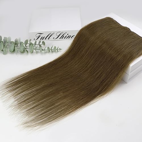 Miniatura 9 de Full Shine - Extensiones de cabello humano Remy real lacio color castaño con clip, 3 unidades, 2.12 oz, 14 pulgadas con clip en color marrón