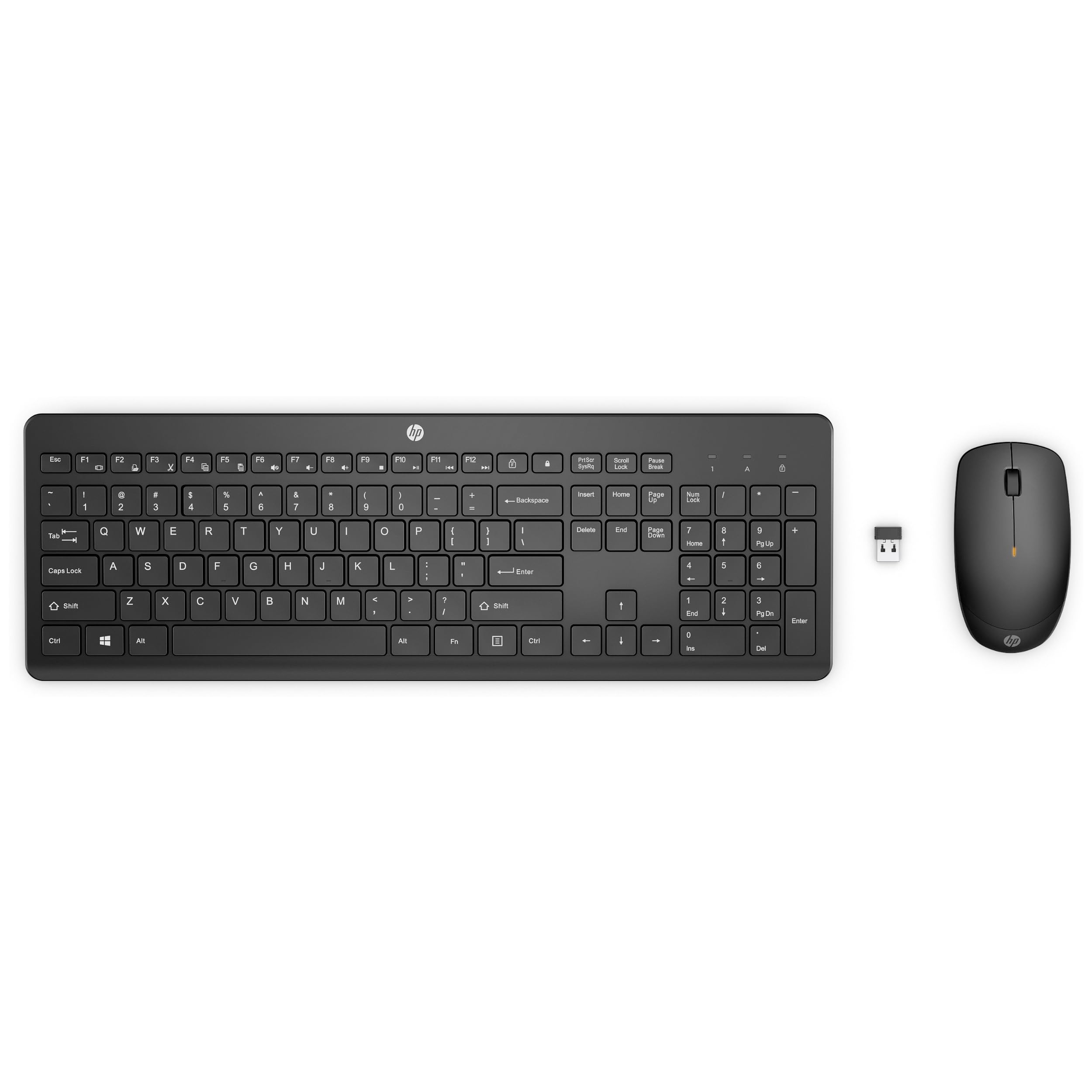 HP 235 - Kit de Teclado y ratón - diseño de 3 Zonas, bajo Perfil de Viaje - tamaño Completo - inalámbrico - 2,4 GHz - alemán - Negro - Smart Buy