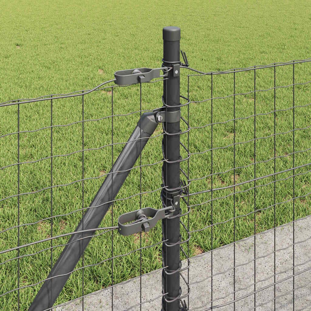 Postes de valla para hormigón, acero pulverizado, gris, juego de 52 para jardín, terraza, parcela, fijación con base de hormigón, resistente a la intemperie