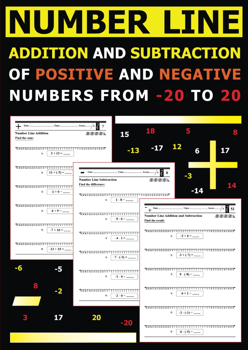 Number Line: Addition and Subtraction of Positive and Negative Numbers from -20 to 20