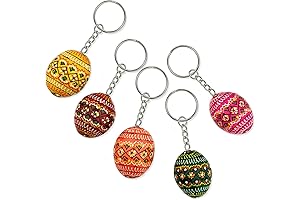 Ornate Wooden Pysanky Easter Egg Keychains