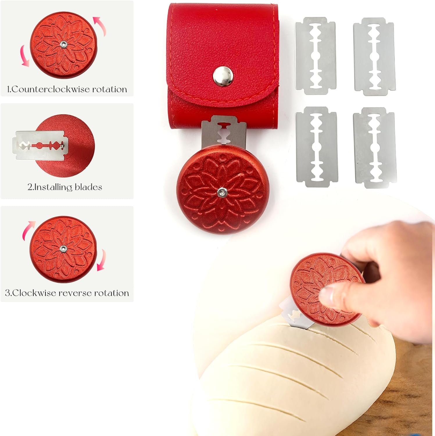 SNAIL GARDEN 9-Piece Sourdough Bread Making Kit with 9 Pattern Stencils,9" Round & 10" Oval Bread Proofing Baskets with Bread Lame, Dough Scraper, Whisk, 2 Liners & Flour Duster for Home Bakers