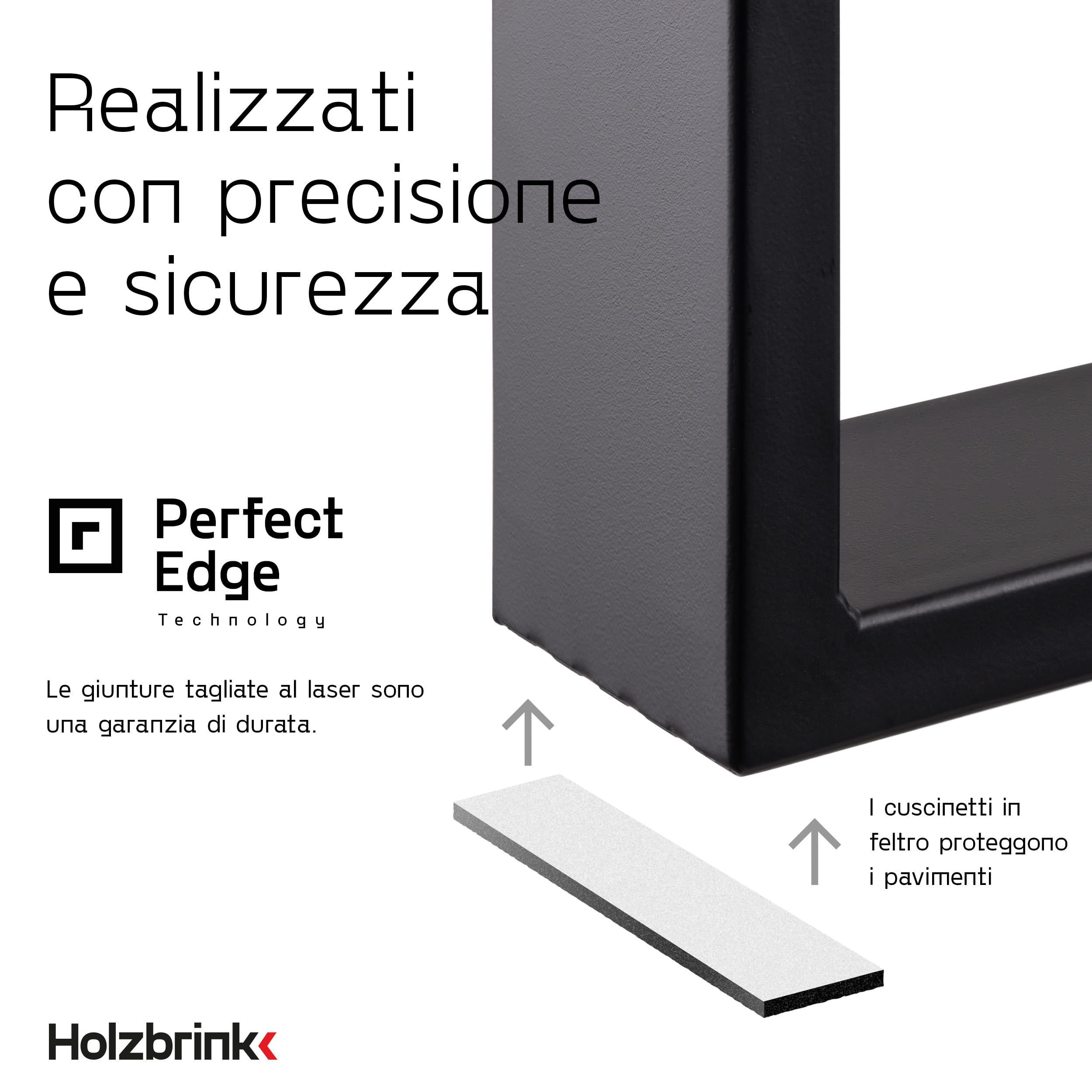 Holzbrink Gambe per tavolo in metallo Nero | Gambe per tavolo / struttura per tavolo,tavolino, tavolo da pranzo, scrivania, panca | set di 2 gambe 40 x 43 cm
