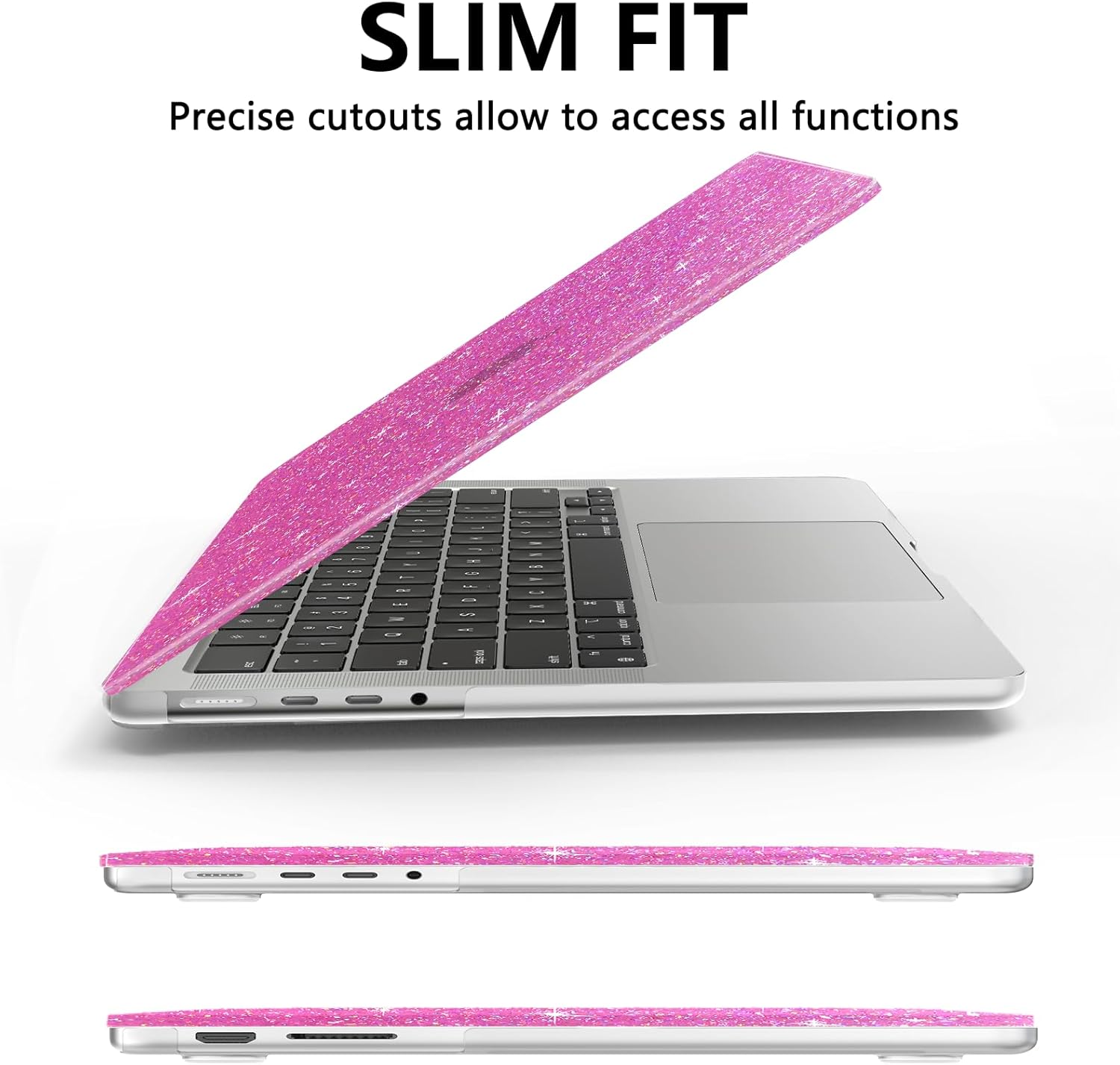 AKIT Compatible with MacBook Pro 14 inch Case Sparkly 2025-2021 M5 M4 M3 M2 M1 Pro Max A3434 A3112 A3185 A3401 A2918 A2992 A2779 A2442, [Anti-Cracking] Hard Shell Laptop Case Cover, Hot Pink - Image 6