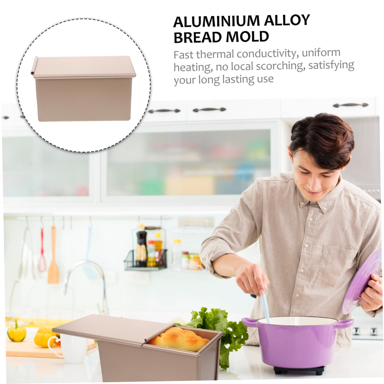 LIFKOME Antihaft Toastbrotform mit Deckel aus Aluminiumlegierung Leicht zu Lösen Hitzebeständig für Bäckerei und Party