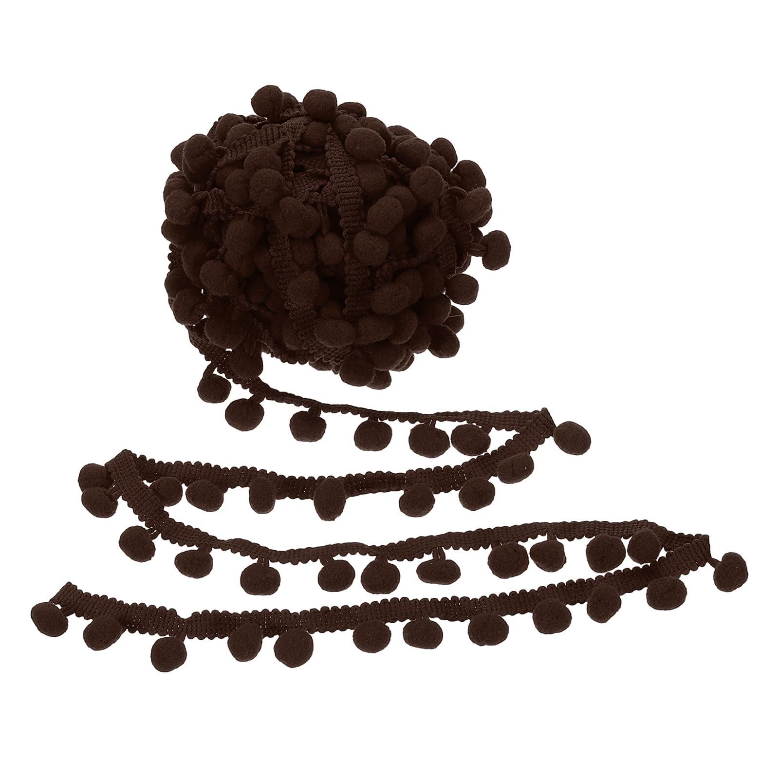 PATIKIL 10 Yard x 1 Inch Pom Pom Ball Fringe Trim, 1 Roll Embroidered Pompoms Trim Ribbon Mini Ball Tassel Lace Accessory for Sewing DIY Crafts Home Curtain Decoration, Brown