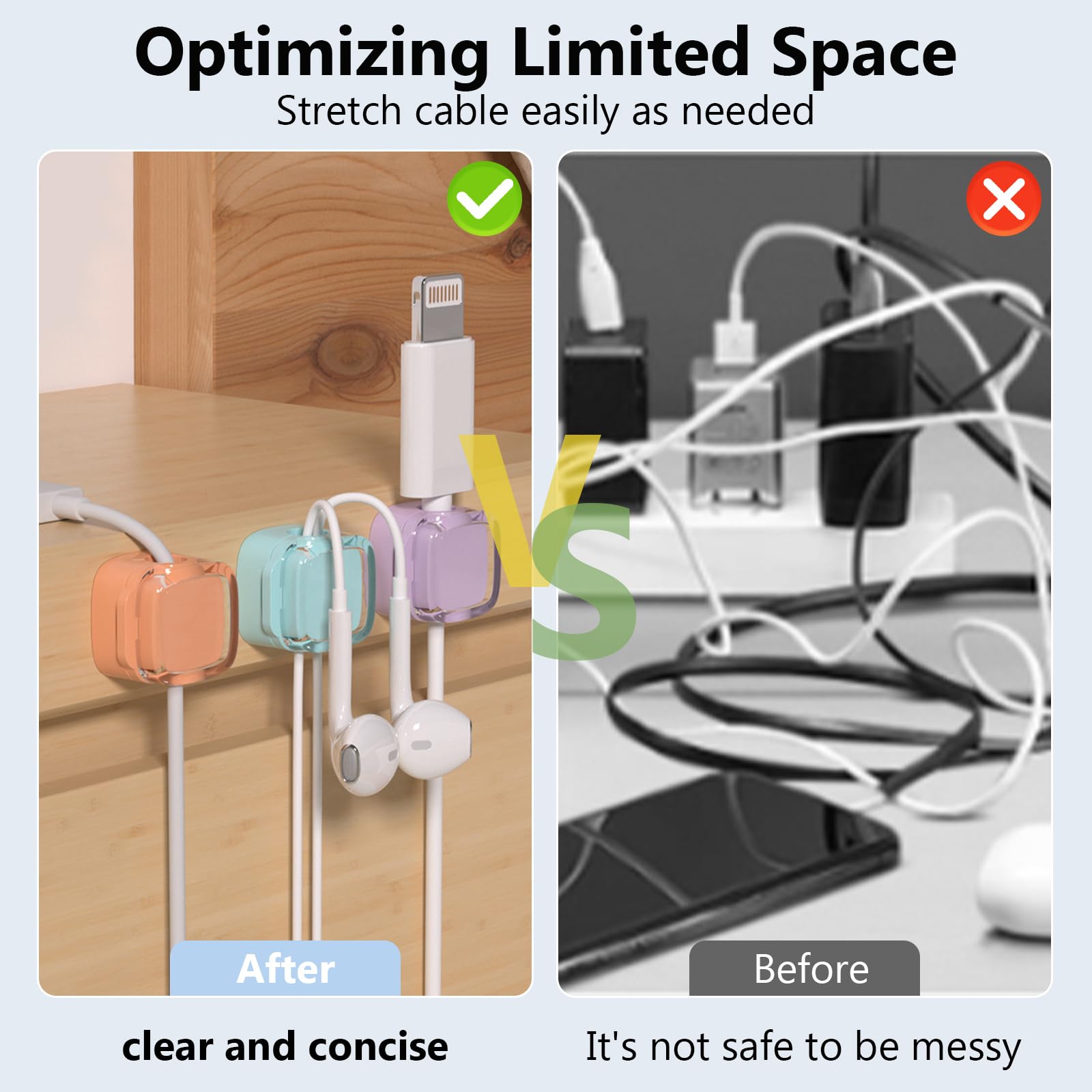6 supporti per cavi autoadesivi clip magnetiche organizer per cavi da