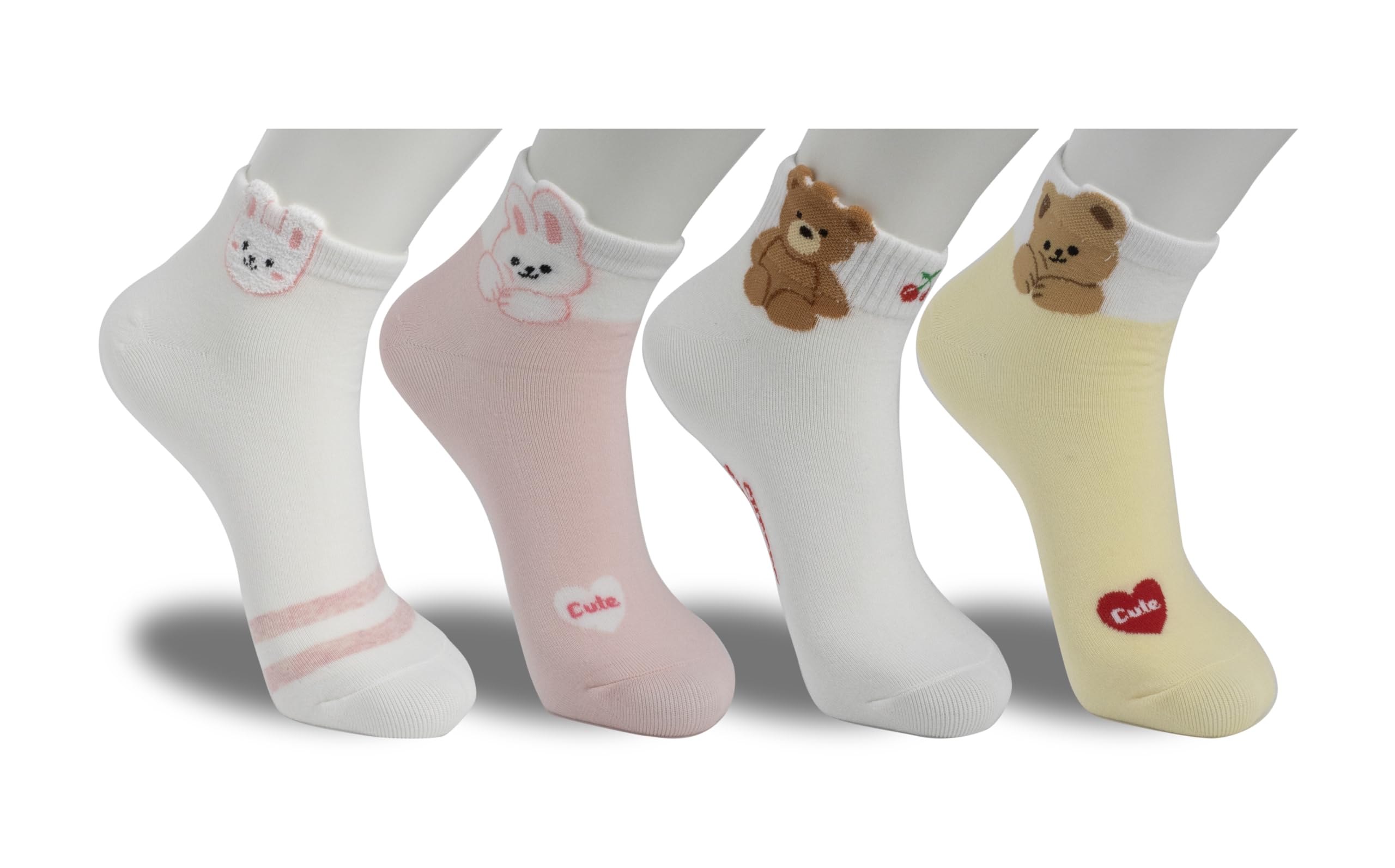 kikiya socks Character 4 Pairs Mini Low Cut Ankle Socks For Women For Girls