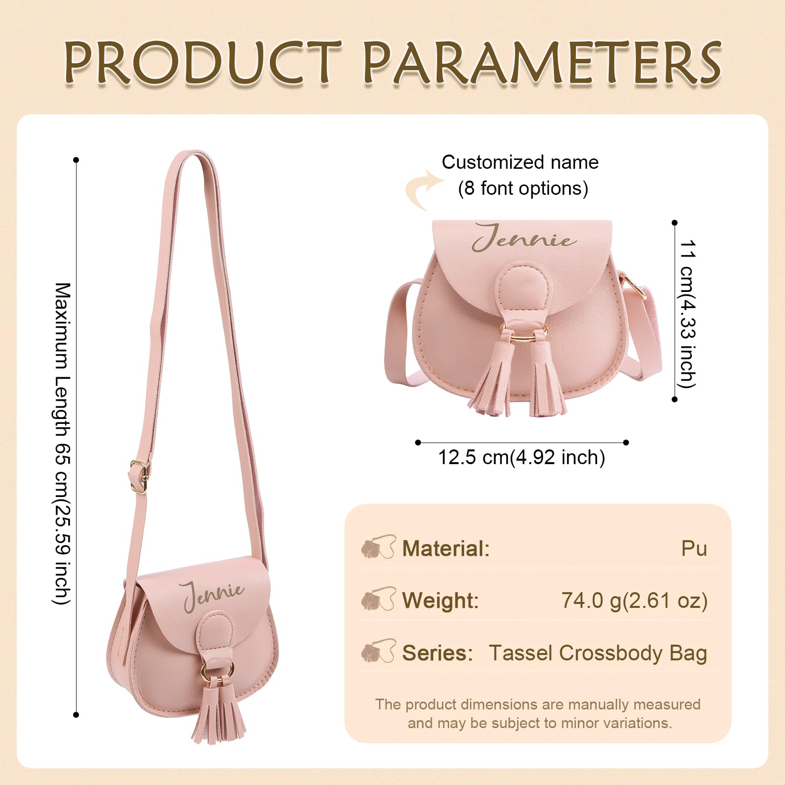 Sac Bandoulière Personnalisé Pour Fille Avec Prénom, Mini Sac À Bandoulière En Cuir PU Avec Pompon, Petit Sac À Main À Bandoulière Réglable Pour Enfants, Cadeau D’anniversaire Et De Noël