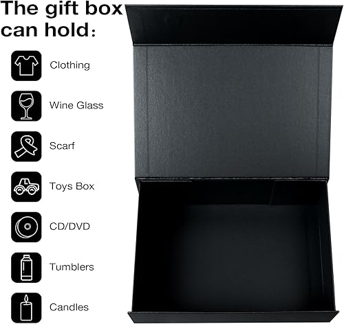 Vista 73 de Aimyoo Caja de regalo plegable marrón con tapas de cierre magnético de 13.8 x 9 x 4.3 pulgadas, cajas grandes de propuesta para dama de honor