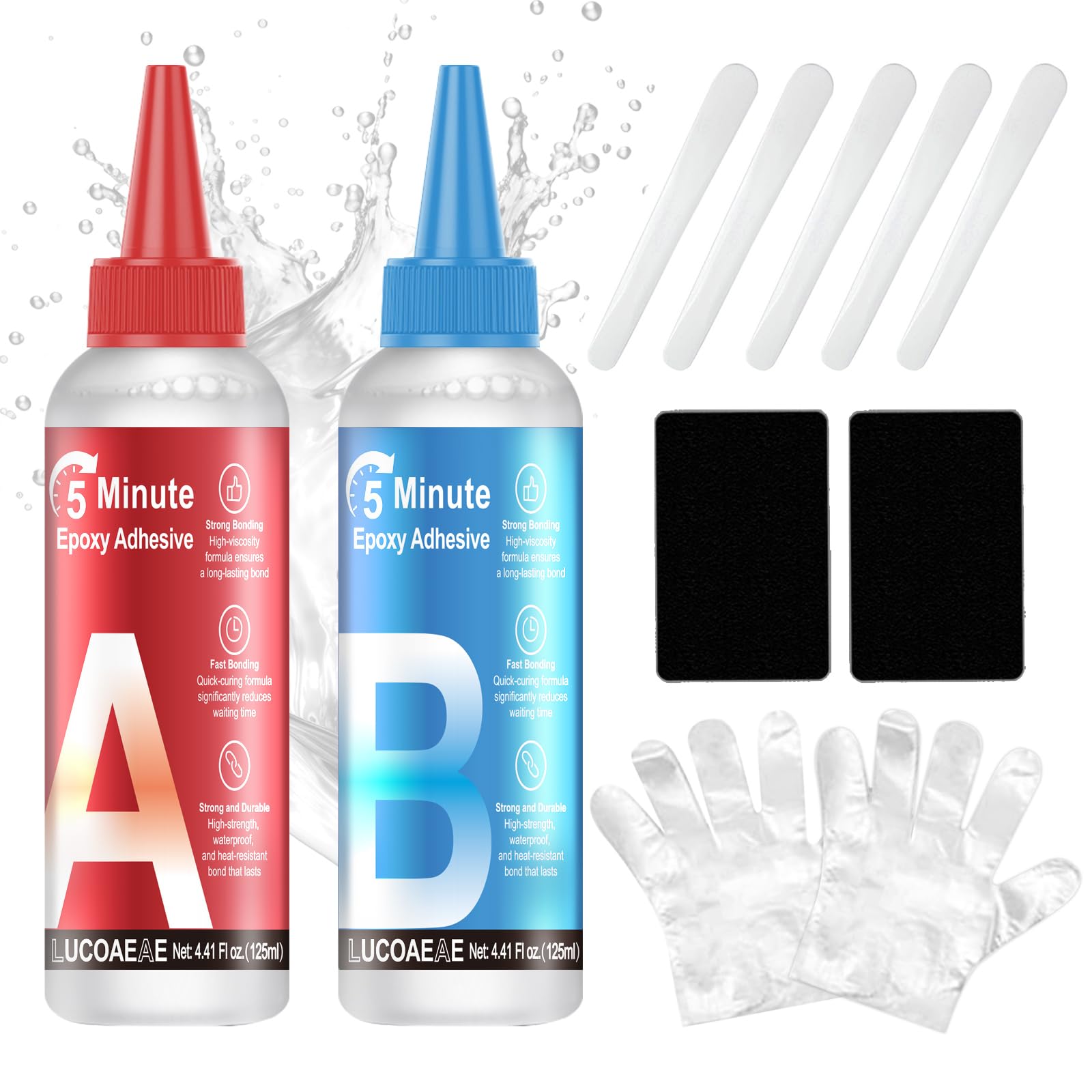 2x125ml Pegamento Epoxi 2 Componentes Transparente 5 Minutos | Curado Rápido Pegamento Epoxi 2 Componentes Epoxi 2 Componentes para Metal Plástico Cerámica Madera y Más